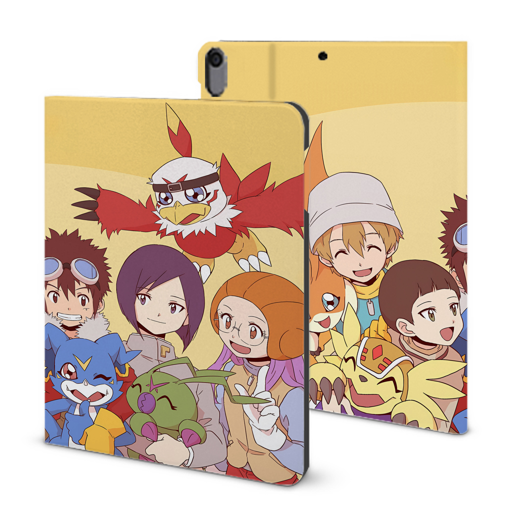 （画像用） Digimon デジタルモンスター/デジモン IPad ケース ブック型 PUレザー TPU 耐衝撃 軽量 薄型 ペン収納なし 全面保護 IPad 各モデル対応